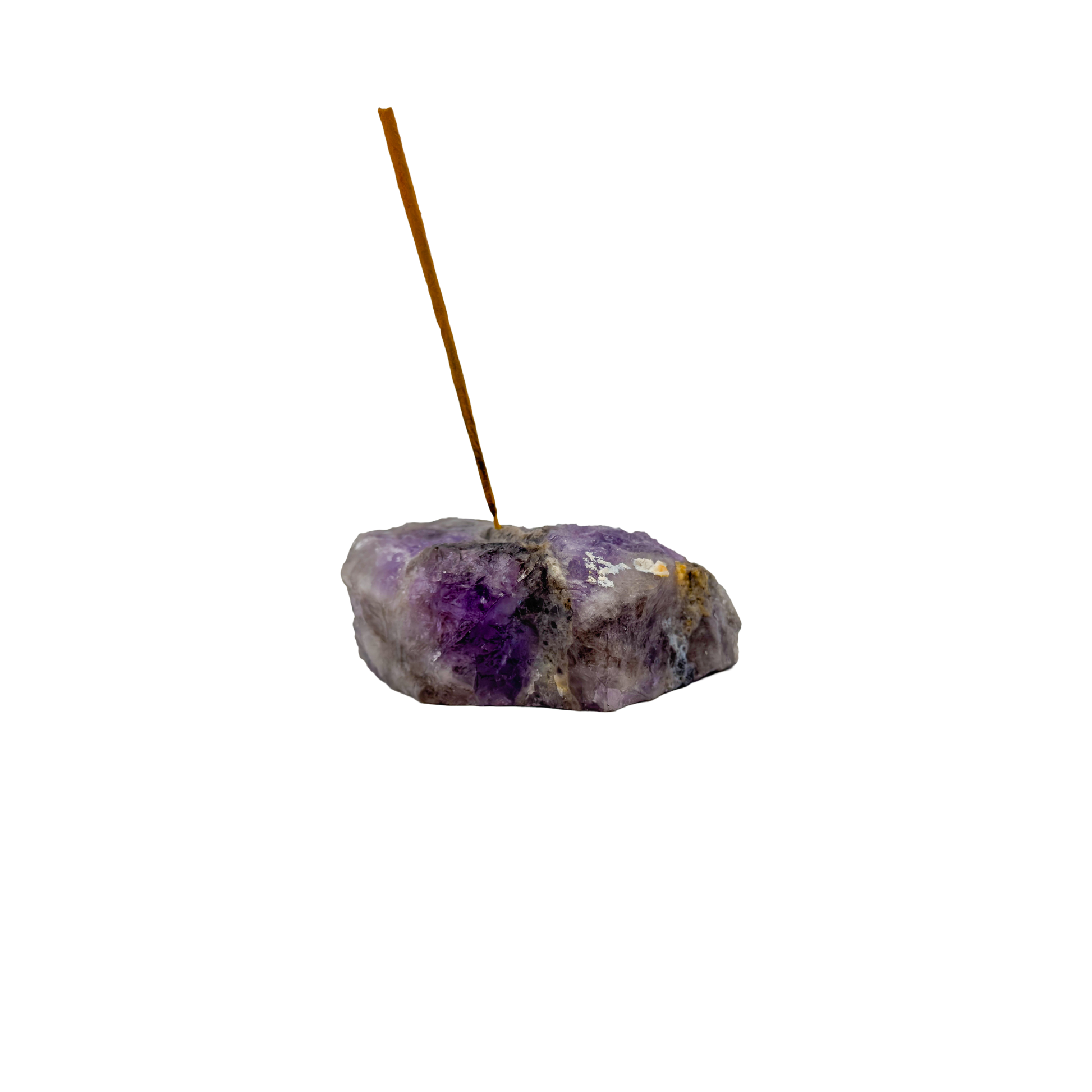 Polished Amethyst incense holder from Brazil, alternate view