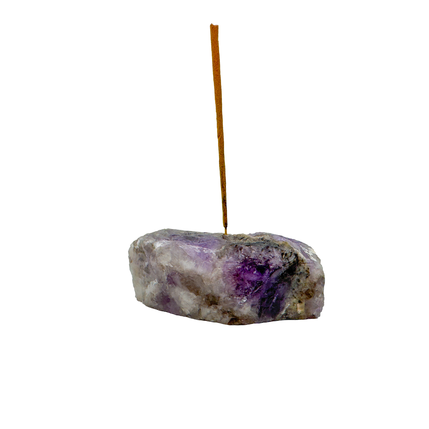 Polished Amethyst incense holder from Brazil, alternate view