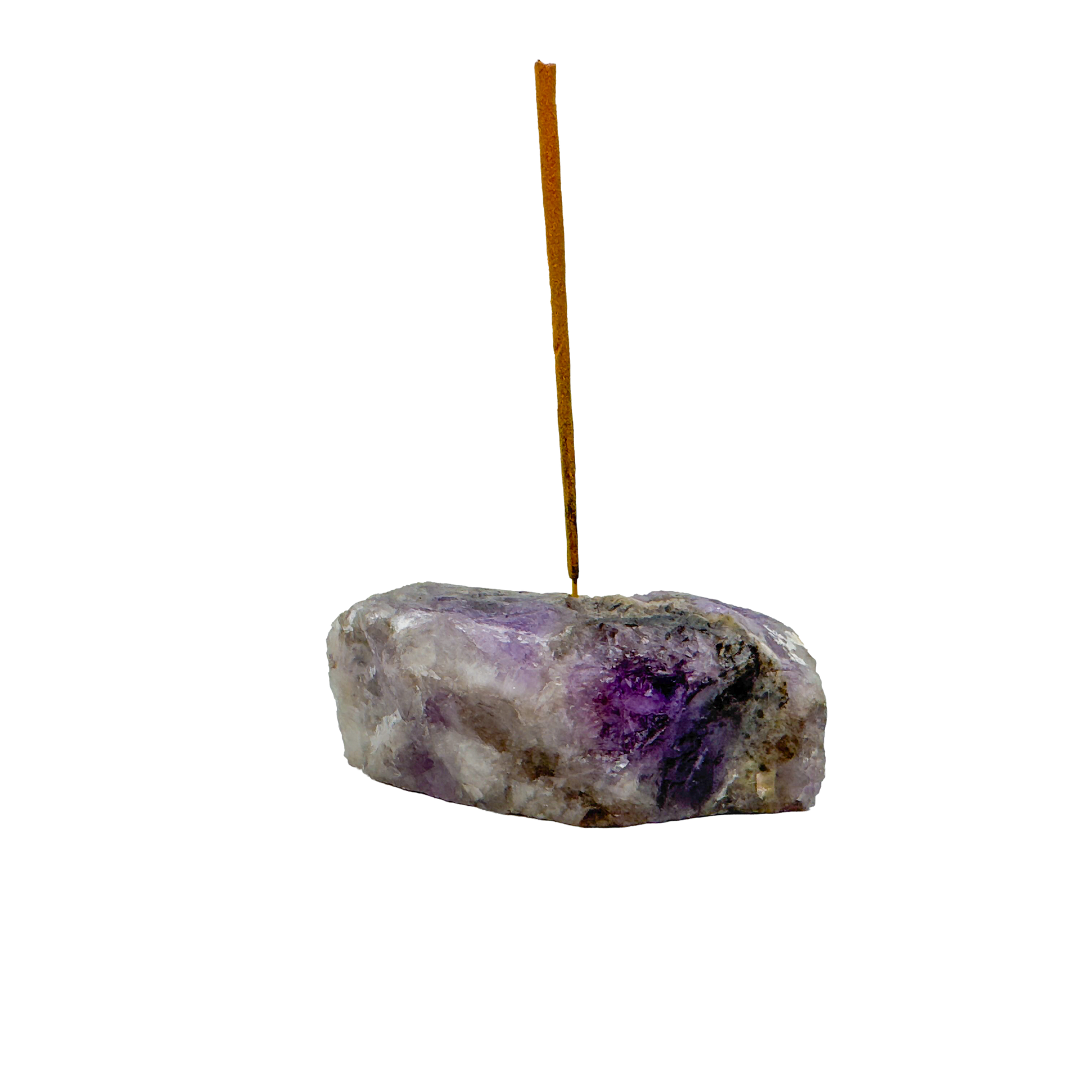 Polished Amethyst incense holder from Brazil, alternate view
