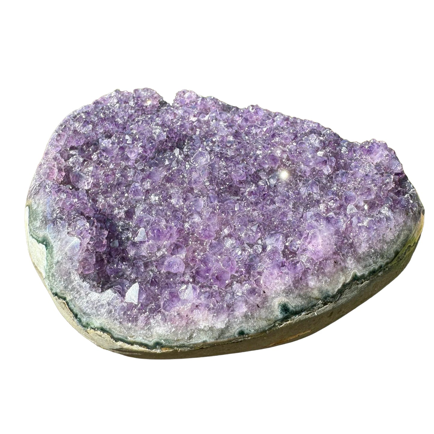 Plan view of Amethyst raw geode, showing tight grain, from Artigas, Uruguay.
