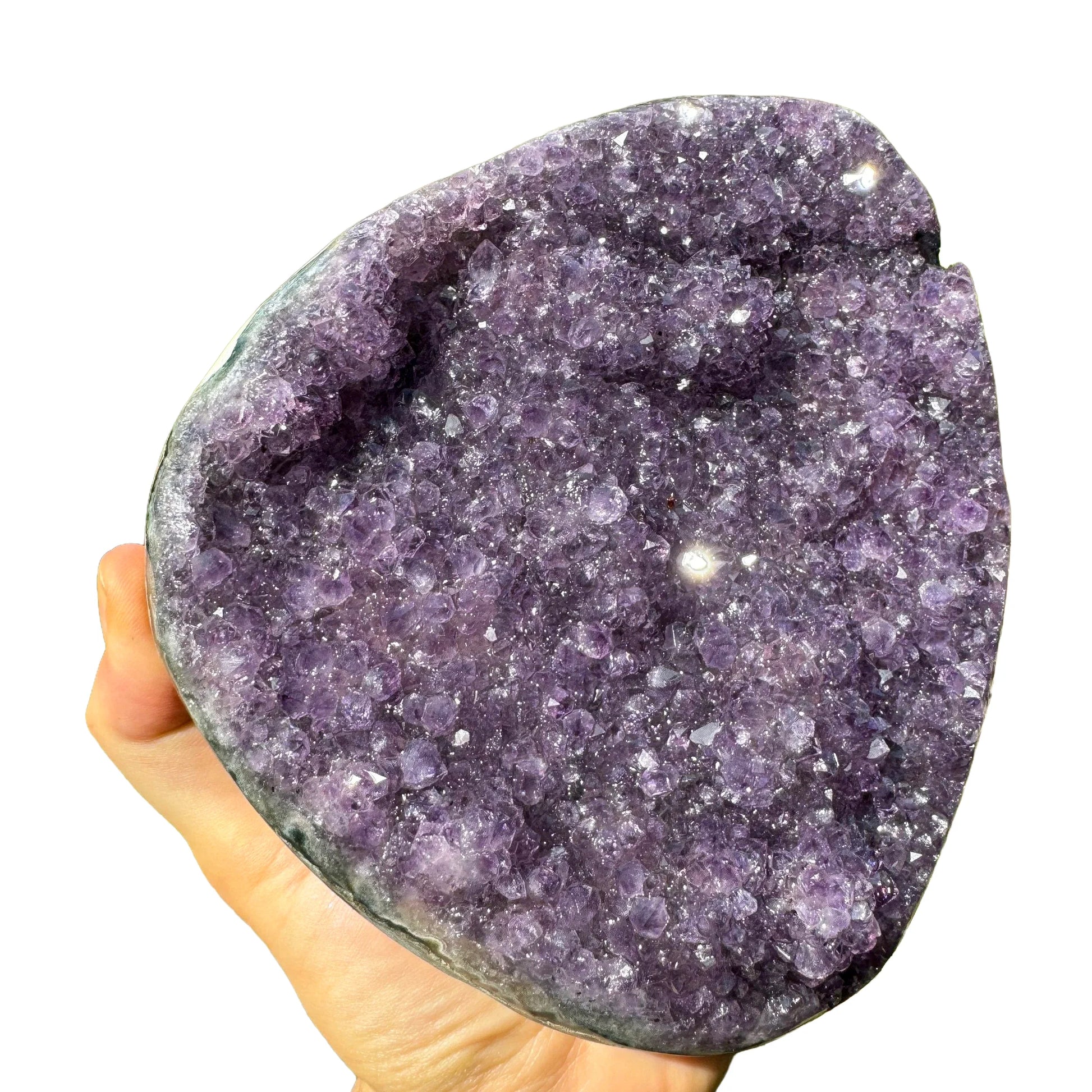 Back view of Grade AA Amethyst geode showing natural surface