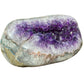 Side profile of Amethyst raw geode, showing characteristic color.