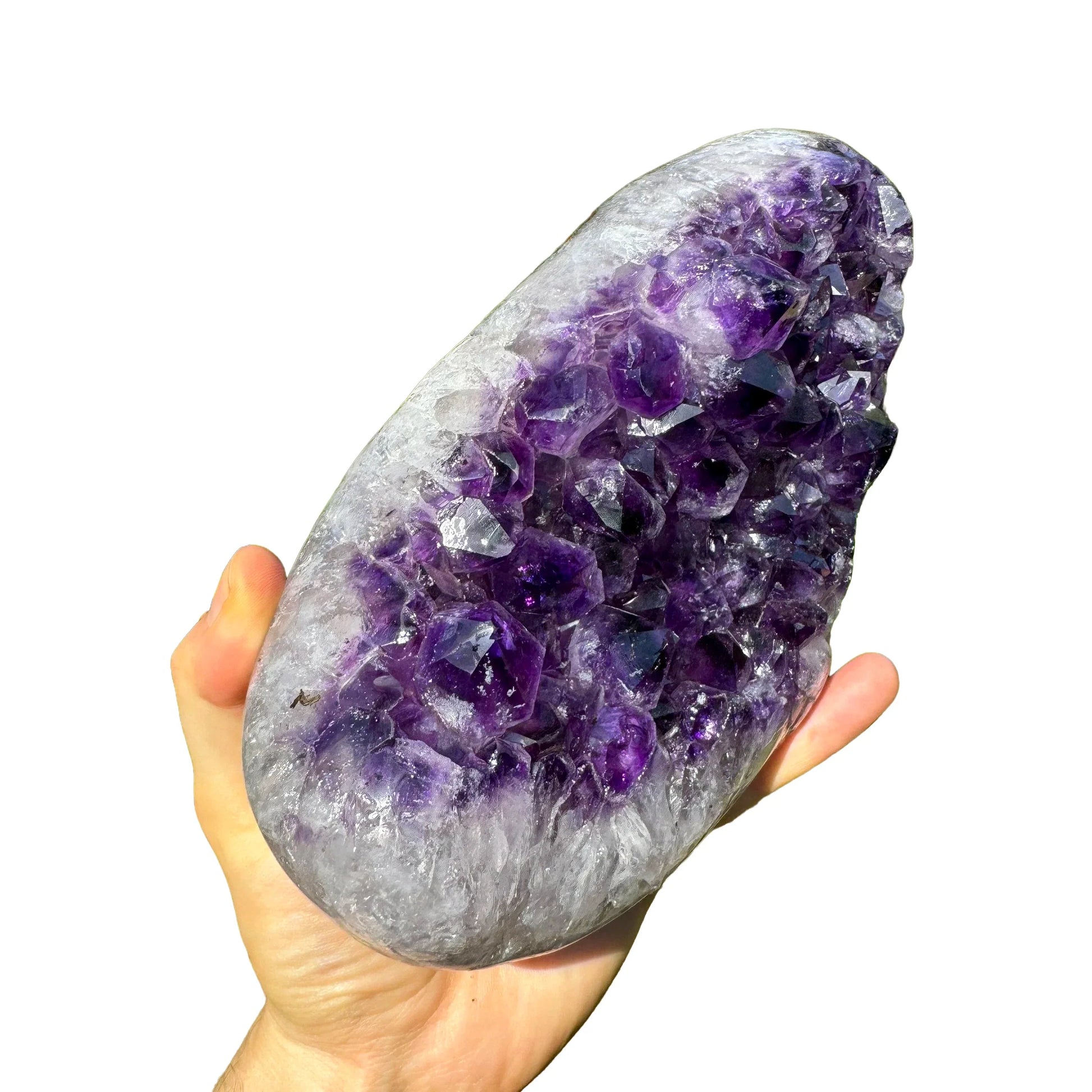 Back view of Grade AAA Amethyst geode showing natural surface