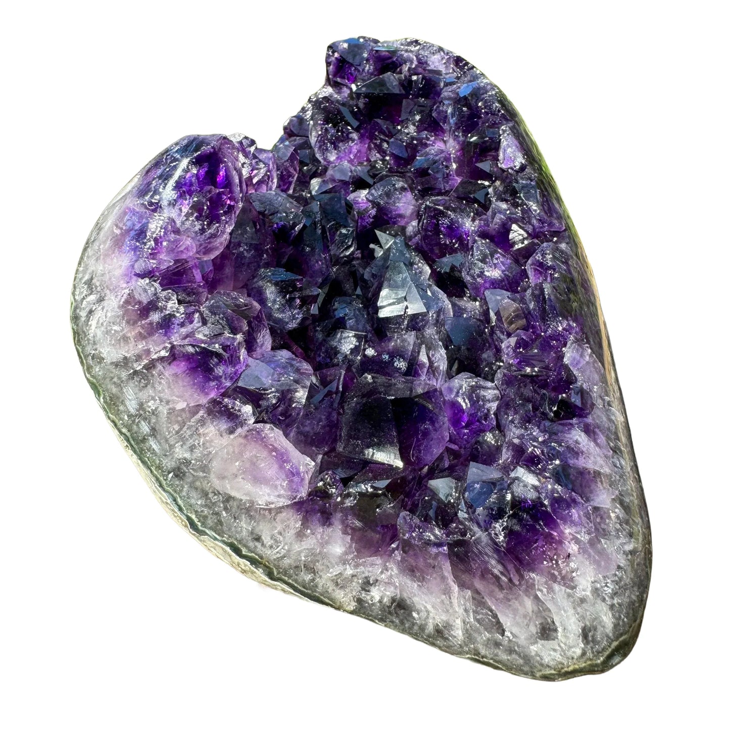 Overhead view of Amethyst raw geode, Uruguay-sourced.