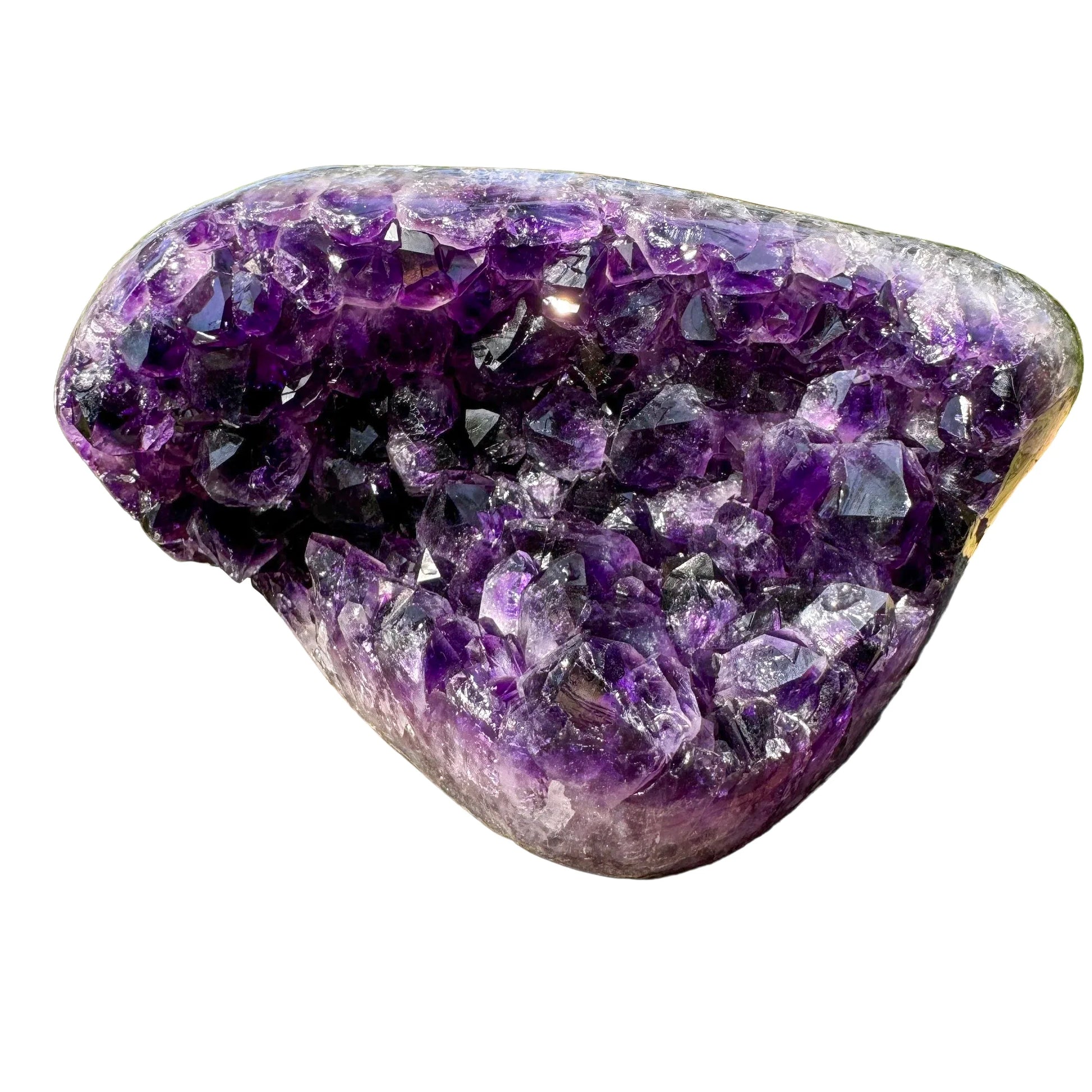 Reverse side of purple Amethyst raw geode, associated with Stress Relief, hand-selected from Artigas, Uruguay.