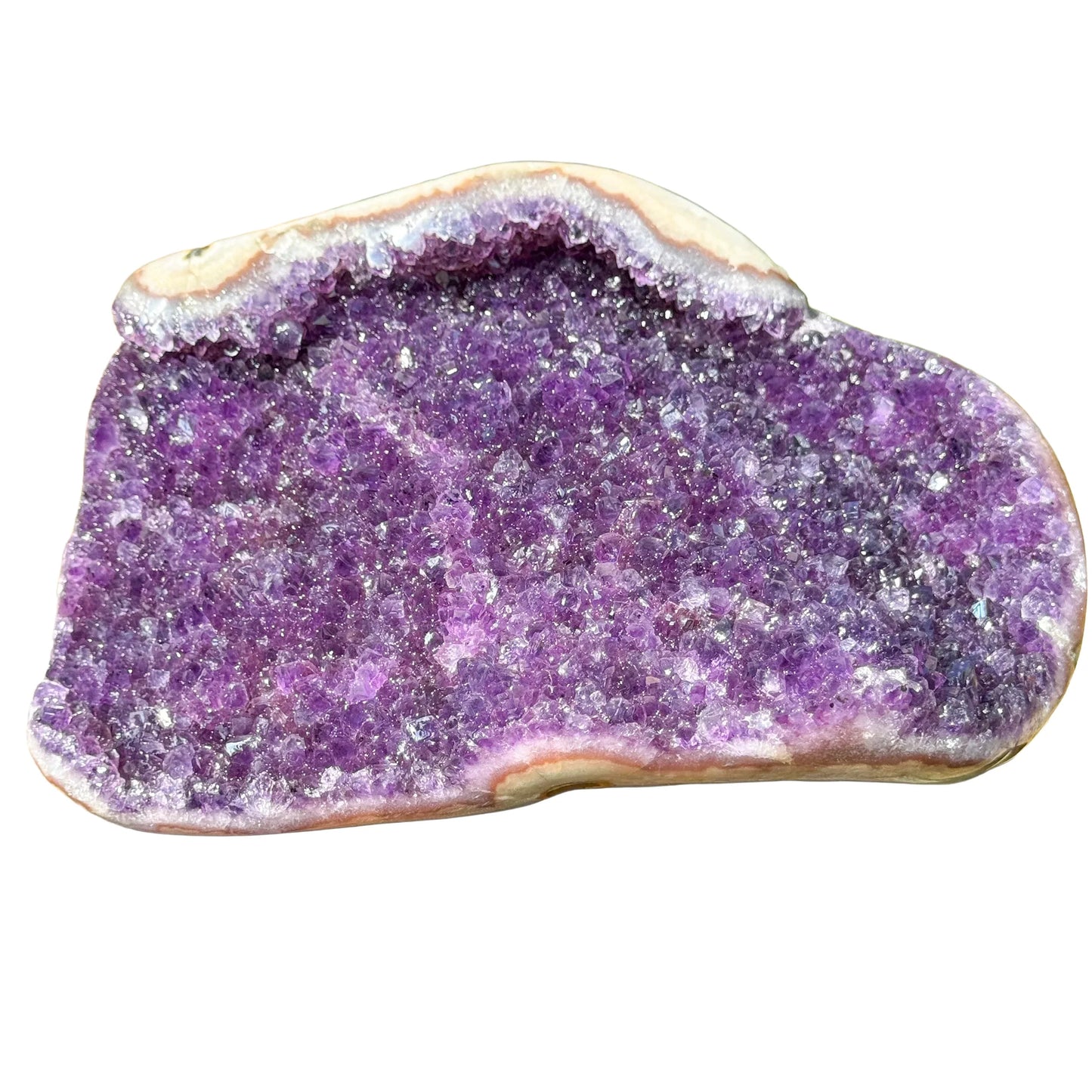 Profile view of Amethyst raw geode, kept near for Stress Relief and Sleep.
