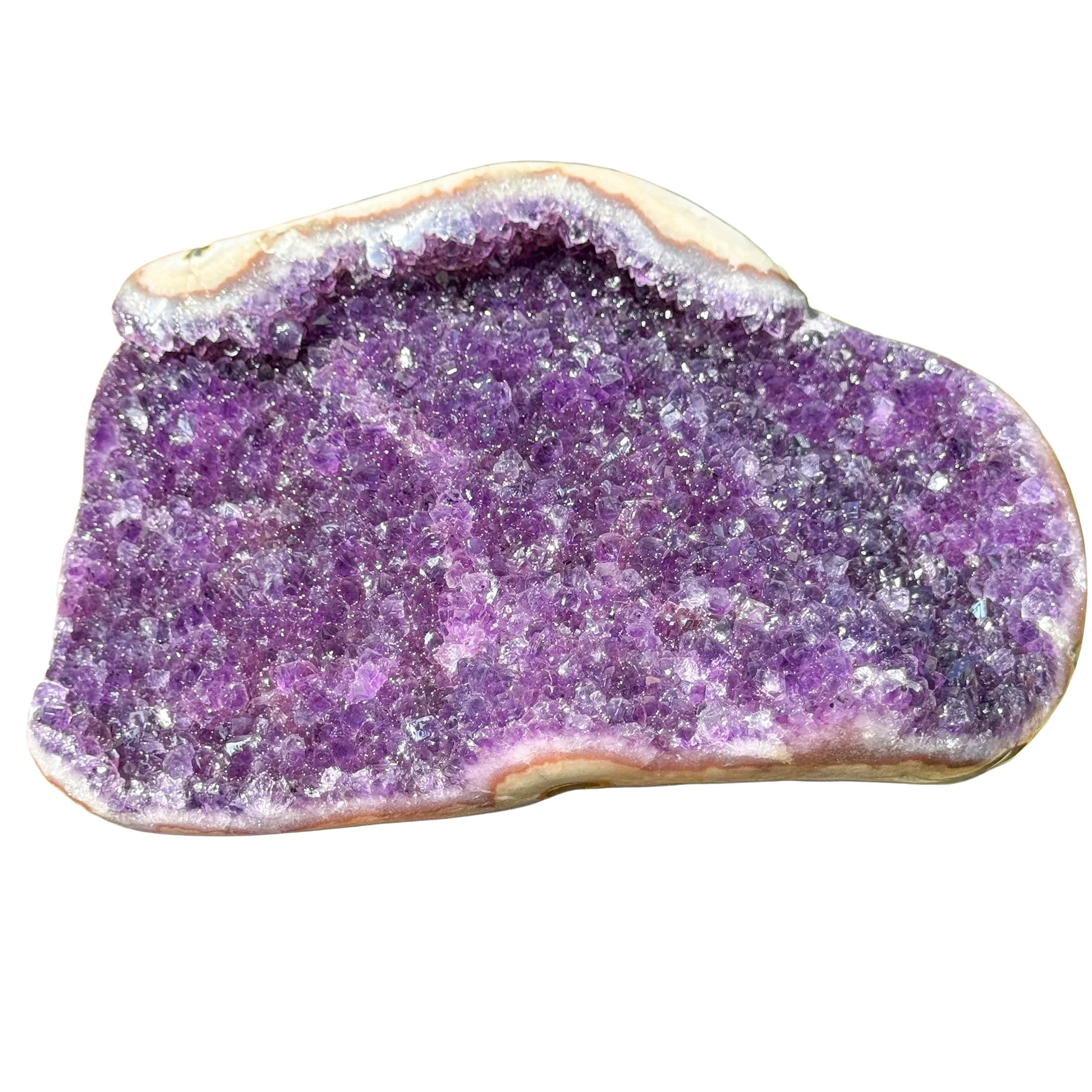 Profile view of Amethyst raw geode, kept near for Stress Relief and Sleep.