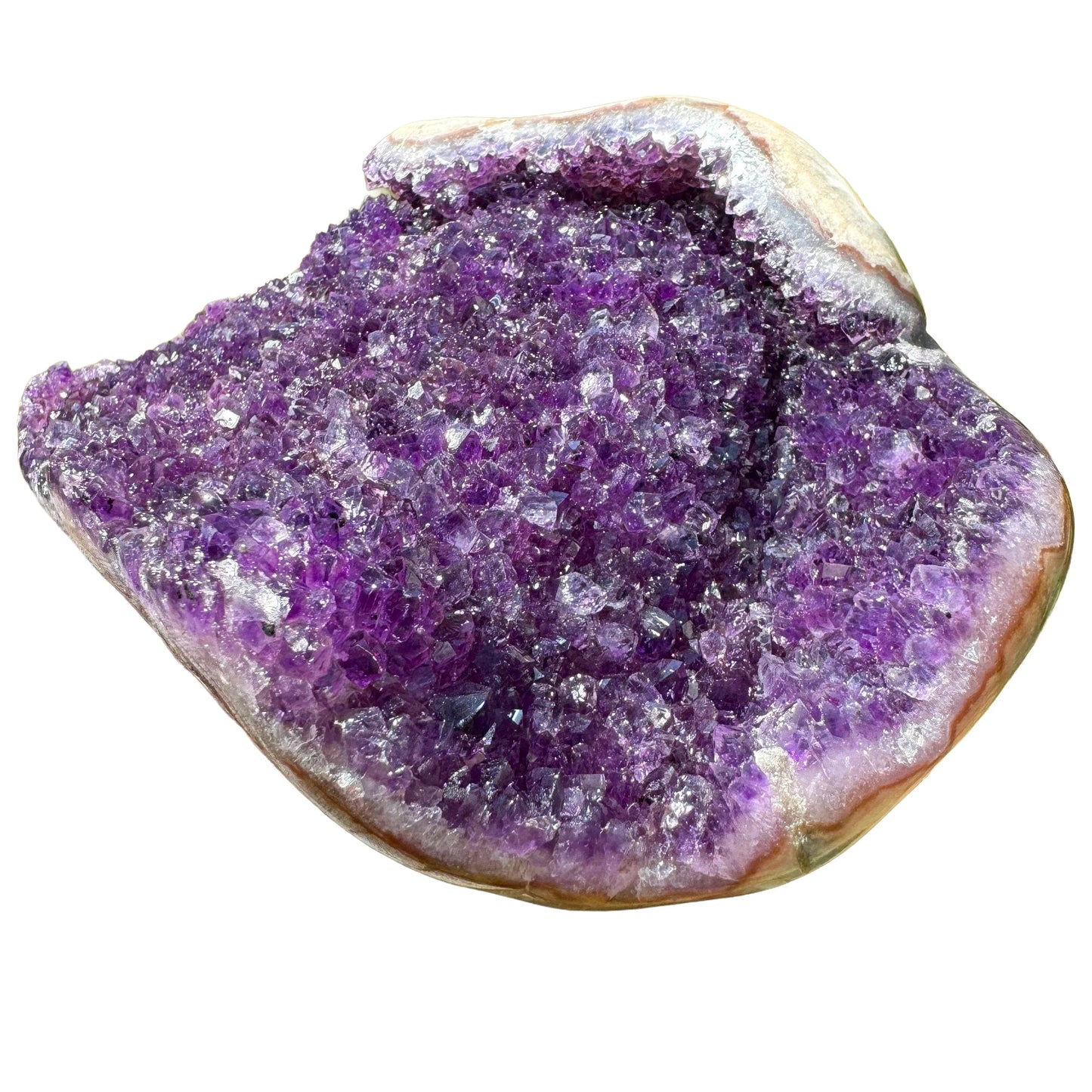 Aerial view of Amethyst raw geode, showing natural form.