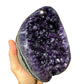 Top-side view of Amethyst raw geode, showing natural variation, kept close for Stress Relief and Sleep.