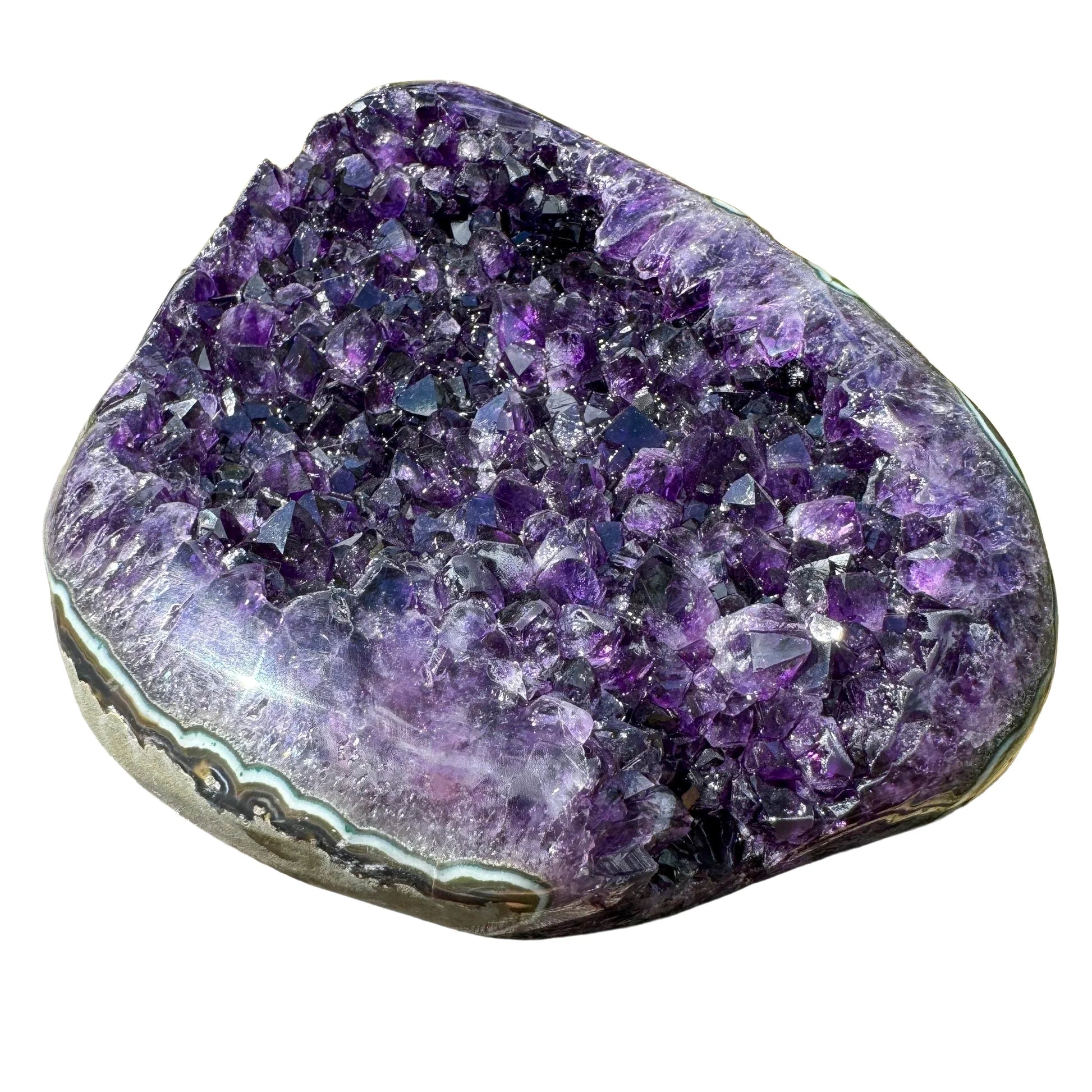 Detail shot of Grade AAA Amethyst geode under natural light