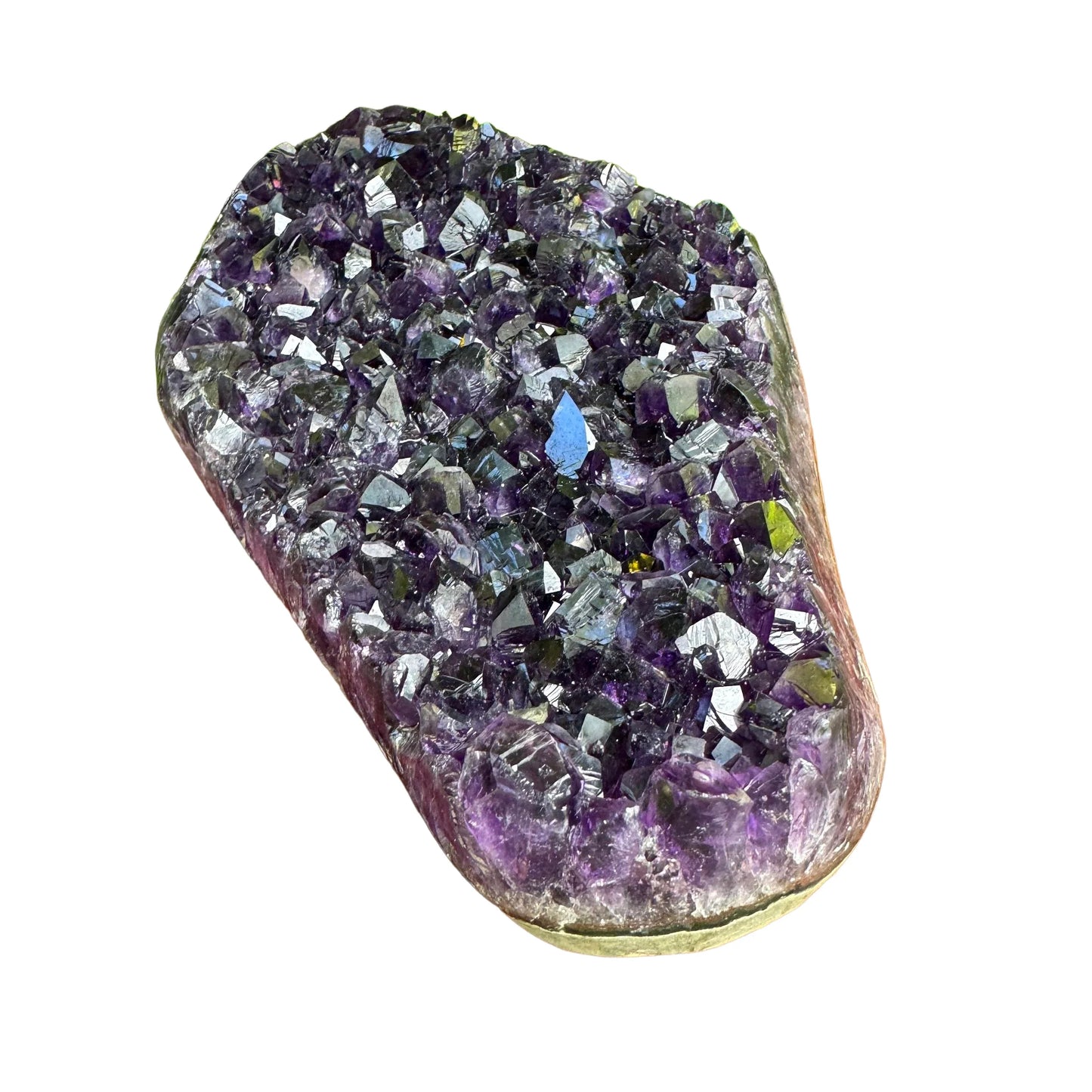 Plan view of Amethyst raw geode, often worked with for Stress Relief, sourced from Uruguay.