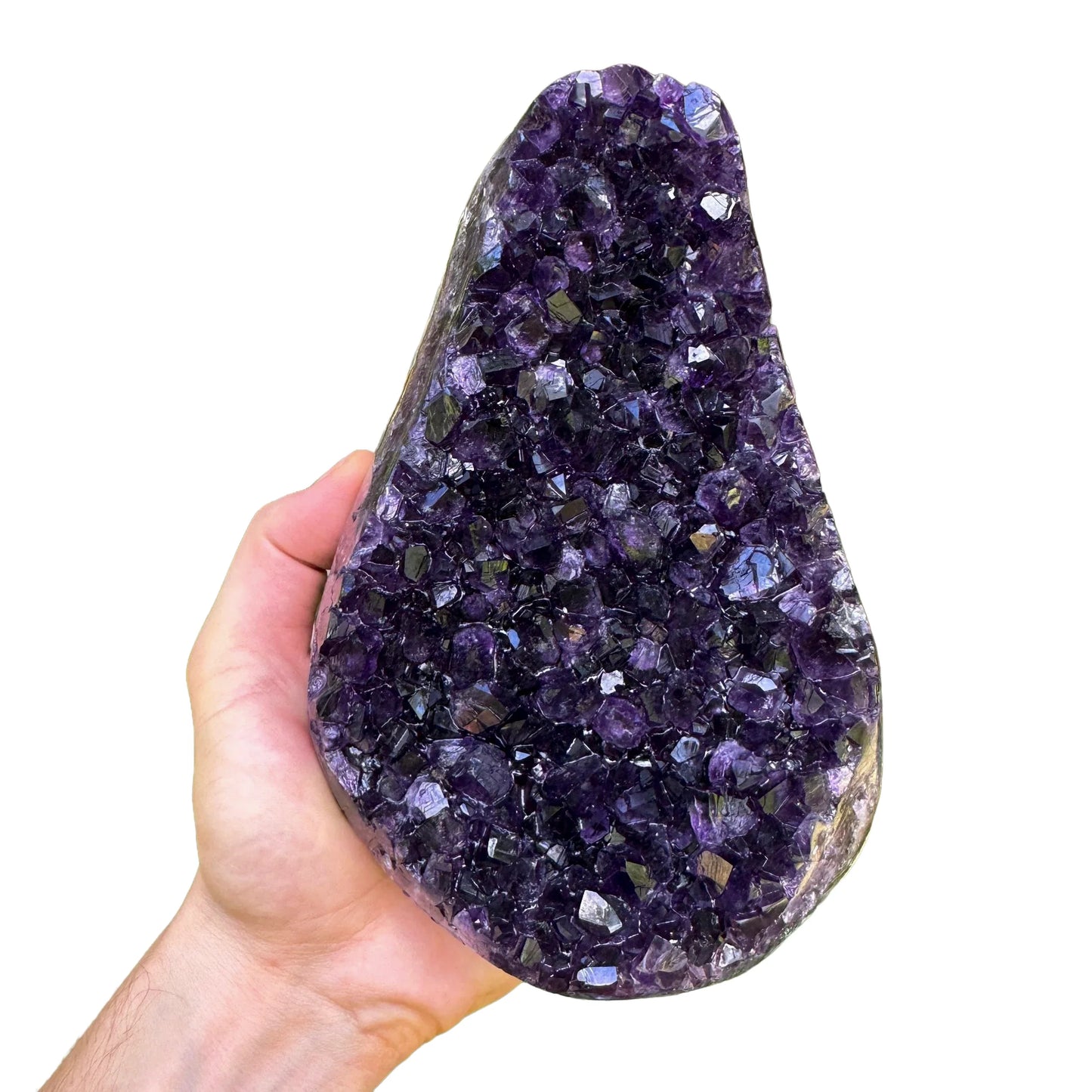Back view of Grade AAA Amethyst geode showing natural surface