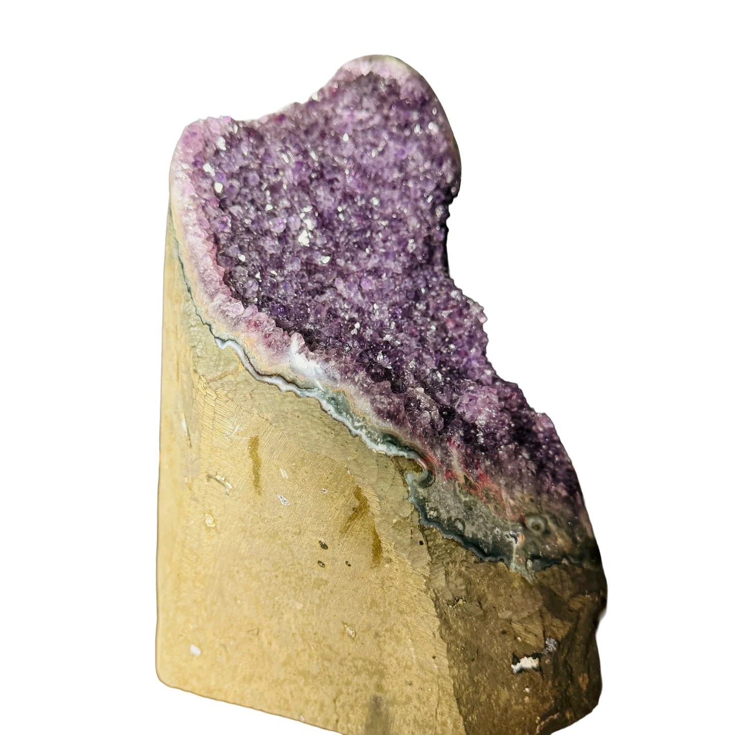 Reverse angle of Amethyst raw geode, showing natural patina.