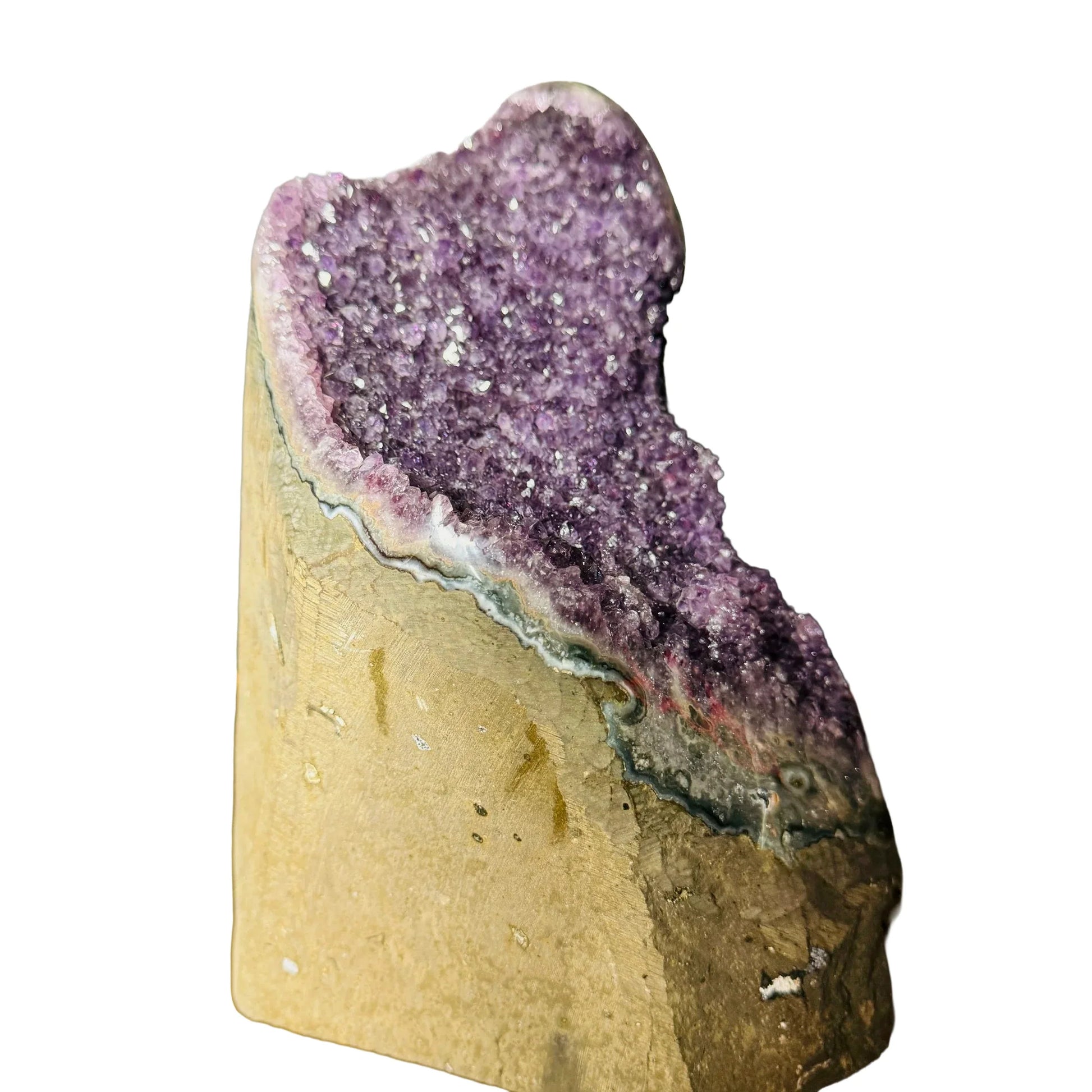 Reverse angle of Amethyst raw geode, showing natural patina.