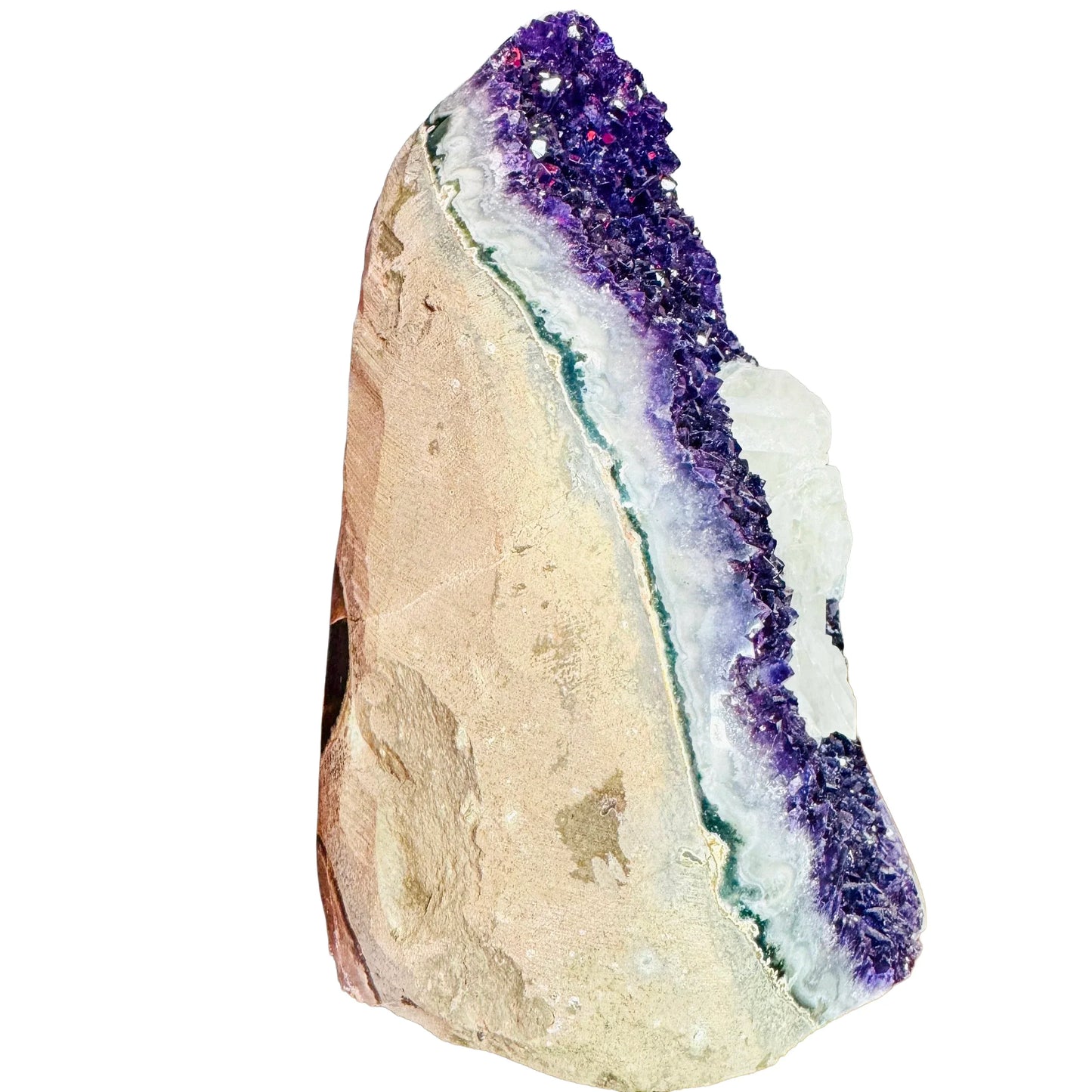 Plan view of Amethyst raw geode, often worked with for Stress Relief, Uruguay-sourced.