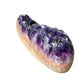Profile view of purple Amethyst raw geode, showing natural variation, worked with for Stress Relief.