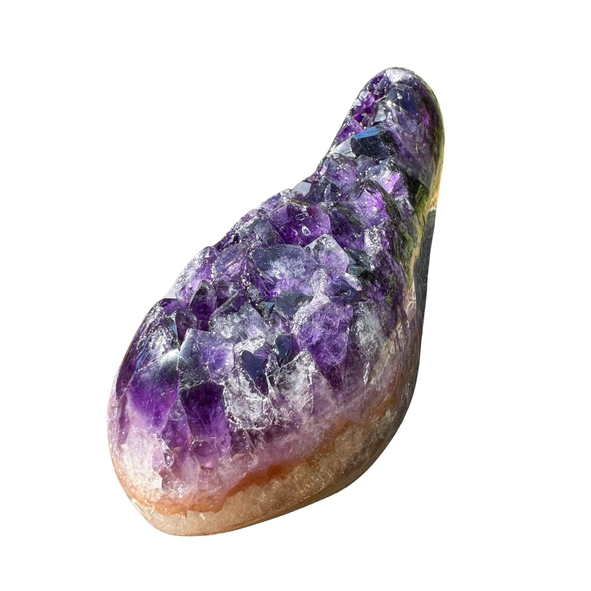 Top view of Amethyst raw geode, showing raw matrix, sourced from Artigas, Uruguay.