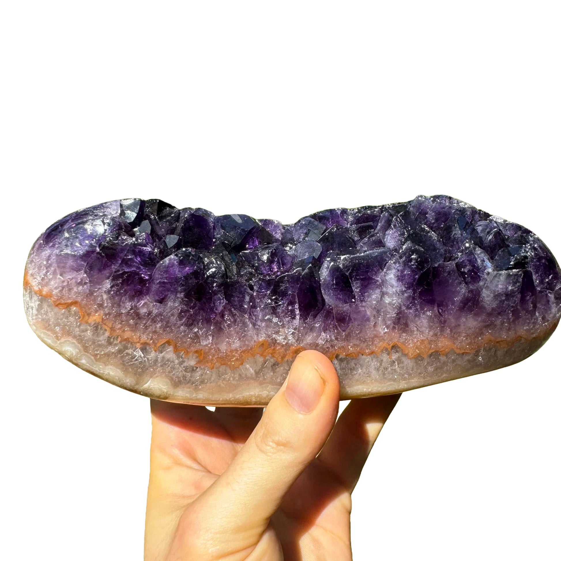 Back view of Grade AAA Amethyst geode showing natural surface