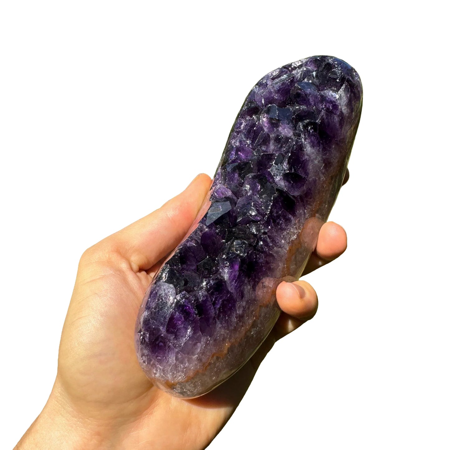 Detail shot of Grade AAA Amethyst geode under natural light
