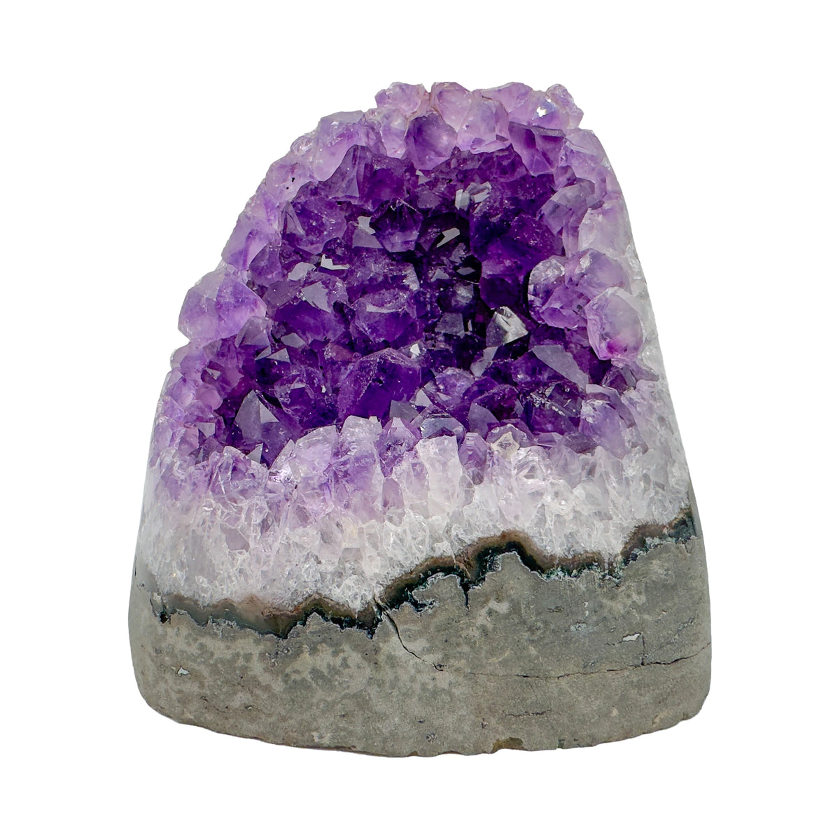 Close-up of Grade AA Amethyst polished freeform showing purple color depth and hand-finished surface
