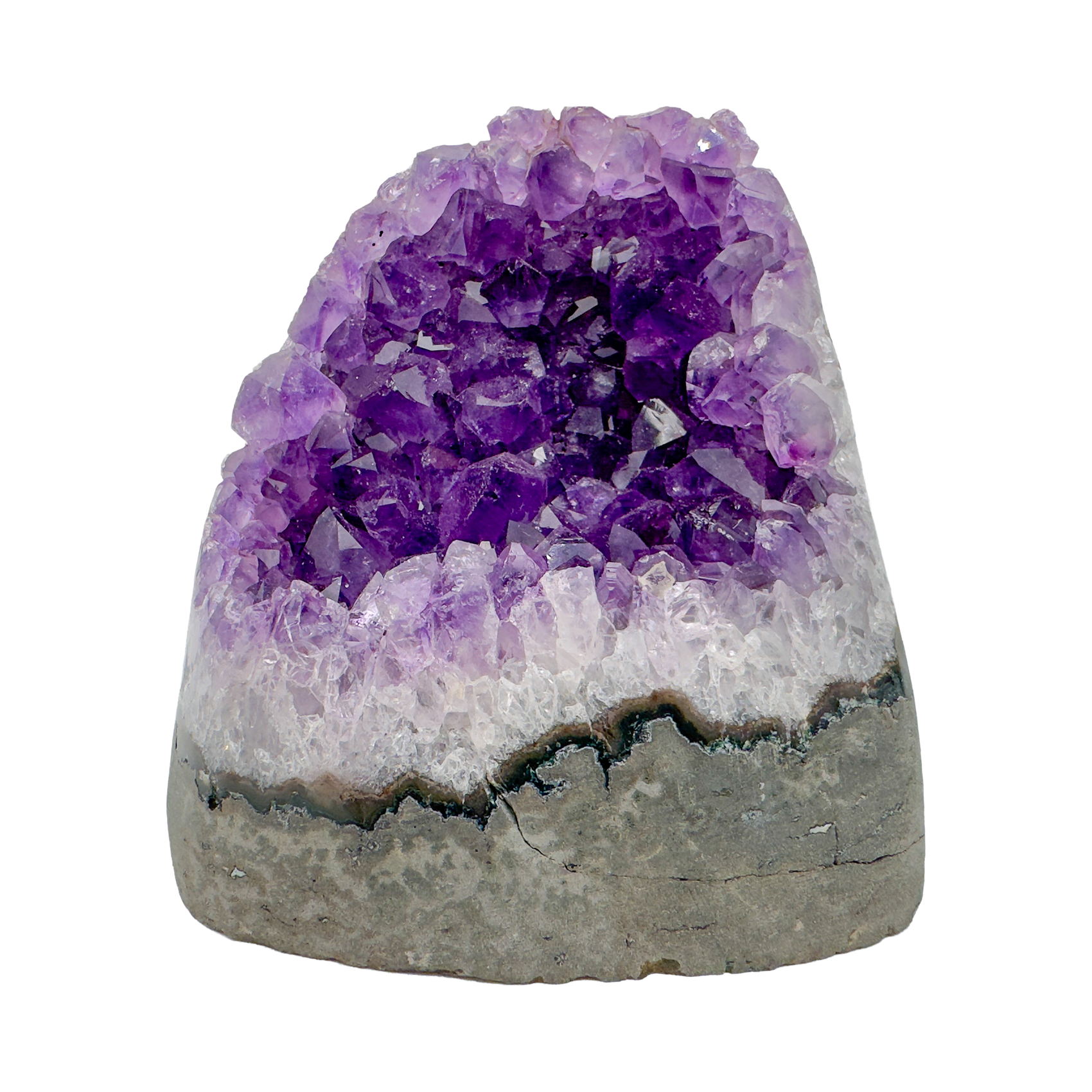 Close-up of Grade AA Amethyst polished freeform showing purple color depth and hand-finished surface