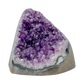 Profile view of Grade AA Amethyst polished freeform from Uruguay showing freeform shape and natural color zoning