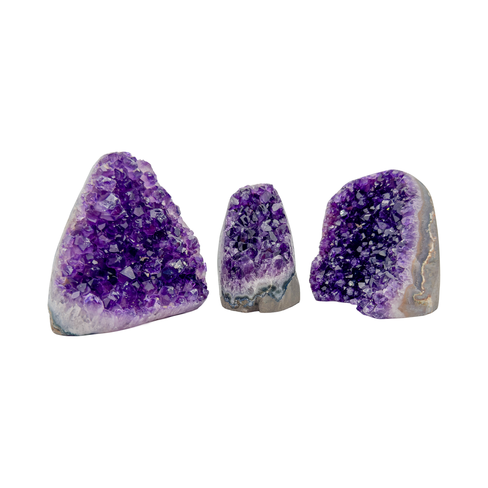Hand-selected Grade AAA Amethyst polished freeforms from Artigas, Uruguay, 2 to 3 inch with deep saturated purple