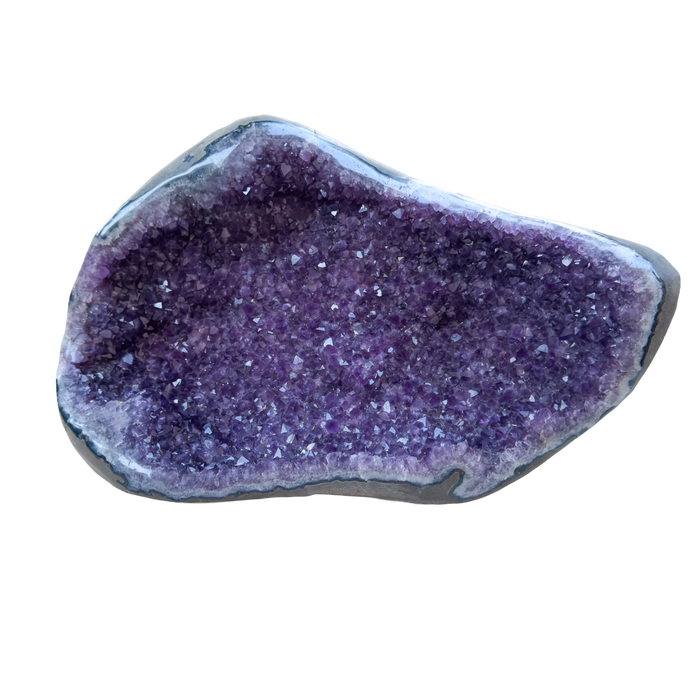 Large amethyst cathedral geode from Artigas Uruguay, deep violet druzy crystal in grey agate shell, AAA grade, view 10