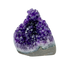 AAA polished amethyst geode from Artigas, Uruguay, deep violet druzy crystal face on a cut standing base