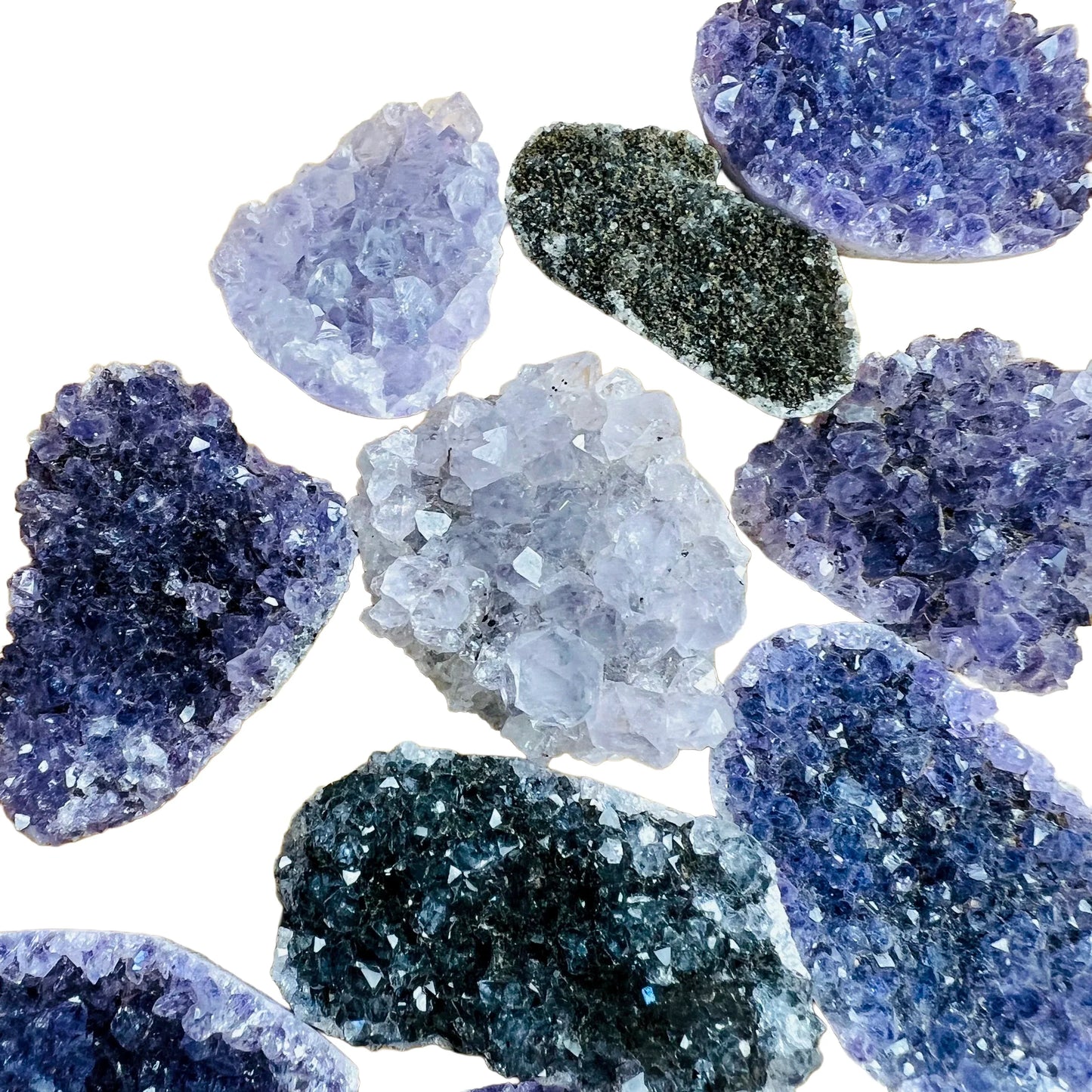 Underside view of purple Amethyst raw cabochon, sourced from Artigas, Uruguay.