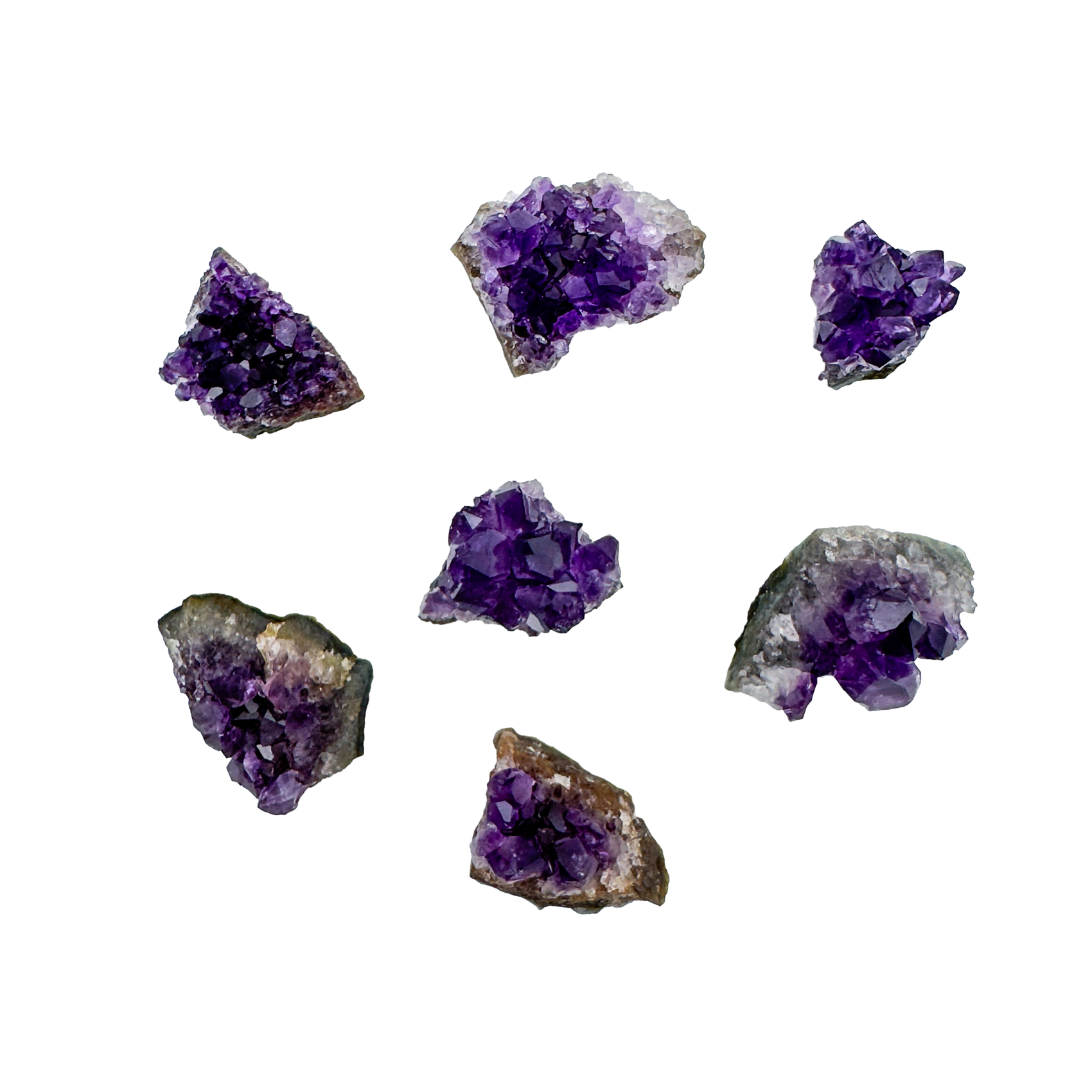 AAA Grade Amethyst clusters showing deep purple quartz crystals, ethically sourced from Uruguay by Beyond Bohemian