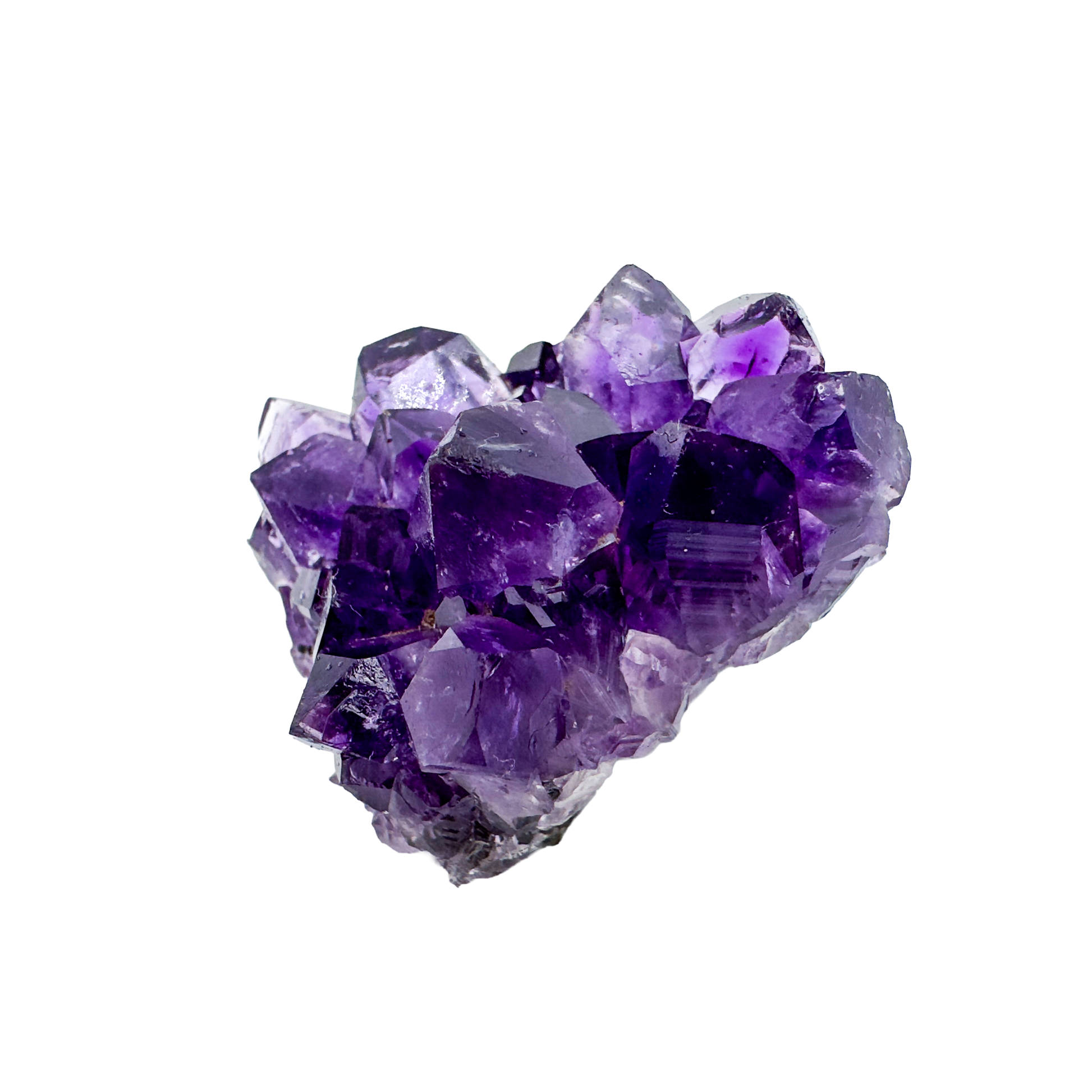 Hand-selected AAA Amethyst raw clusters from Artigas, Uruguay — deep purple pieces for stress relief, sleep, and meditation