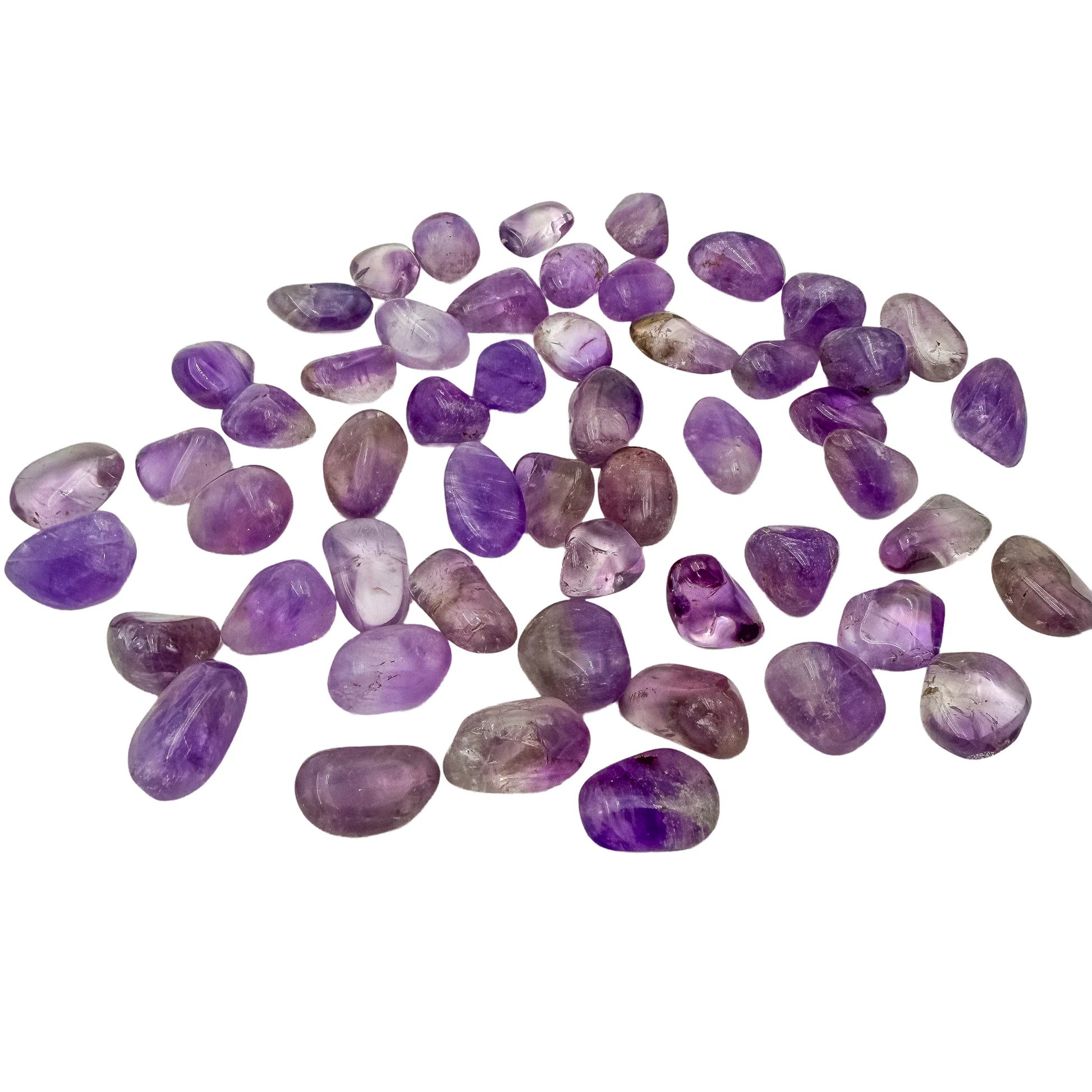 Larger Amethyst tumbles separated out to show the top of the 0.75 to 1.25 inch range