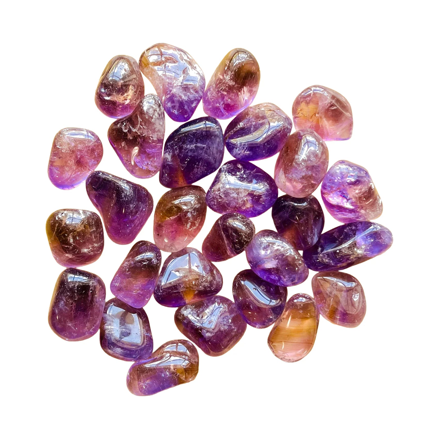 Ametrine Crystals traditionally associated with Abundance, Confidence & Focus — purple polished, hand-selected AAA Bolivia-sourced