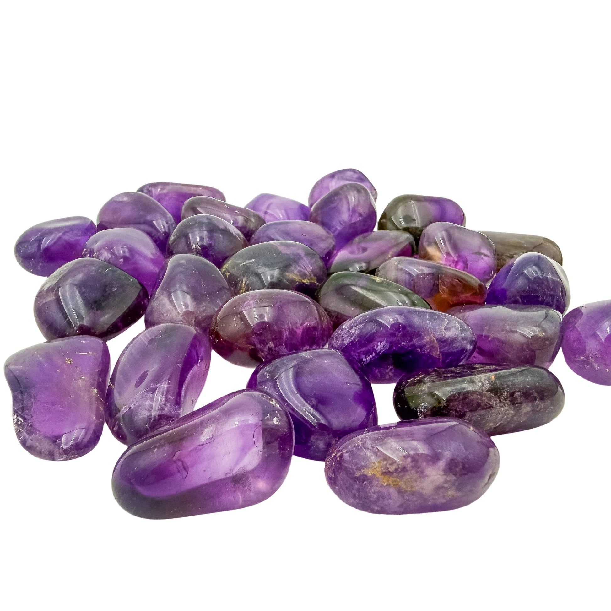Close detail on AAA Ametrine where amethyst purple meets citrine gold in one crystal