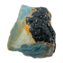 Detail view of A Grade Aquamarine raw crystal with Black Tourmaline from Namibia