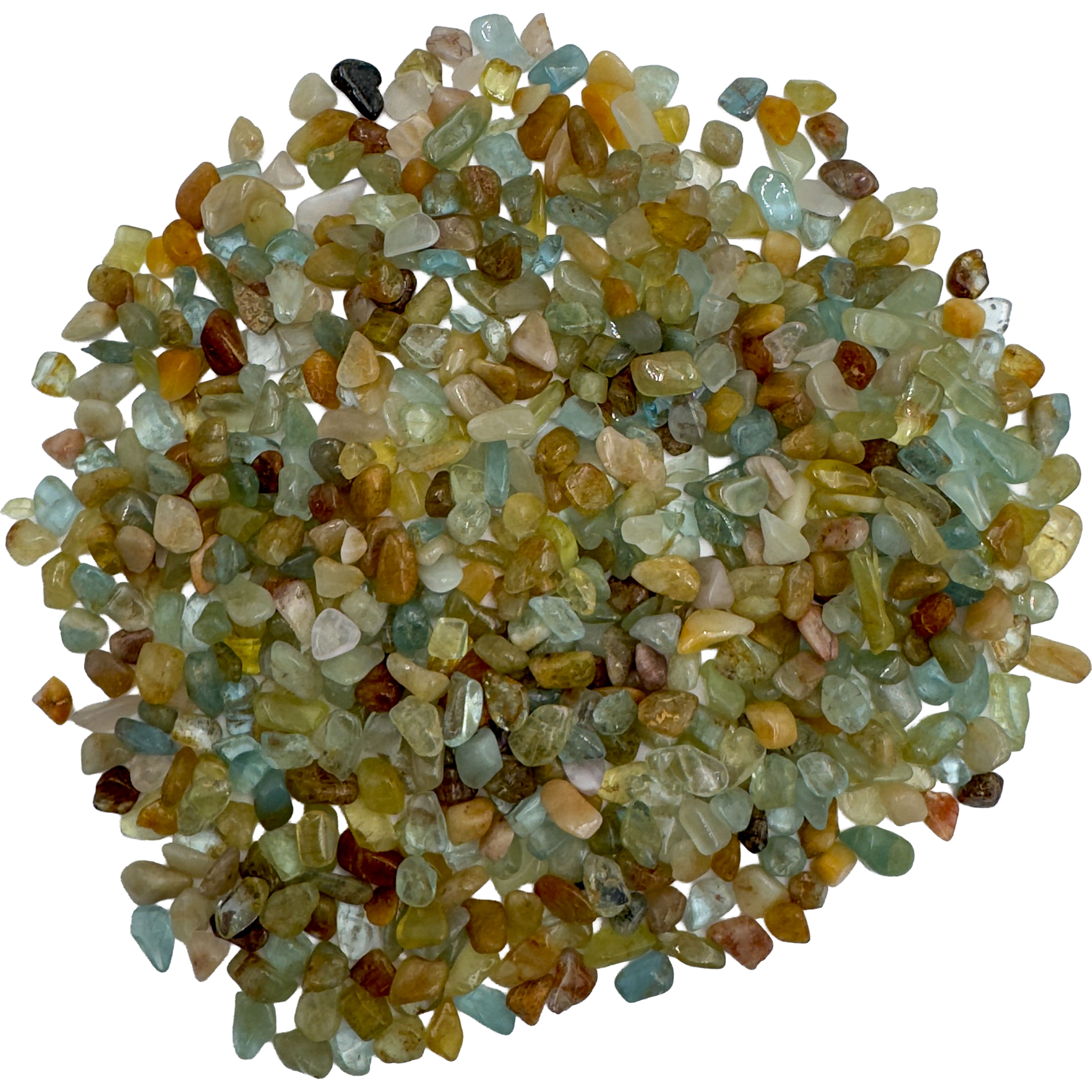 Side angle of Aquamarine polished chip, to support Courage.