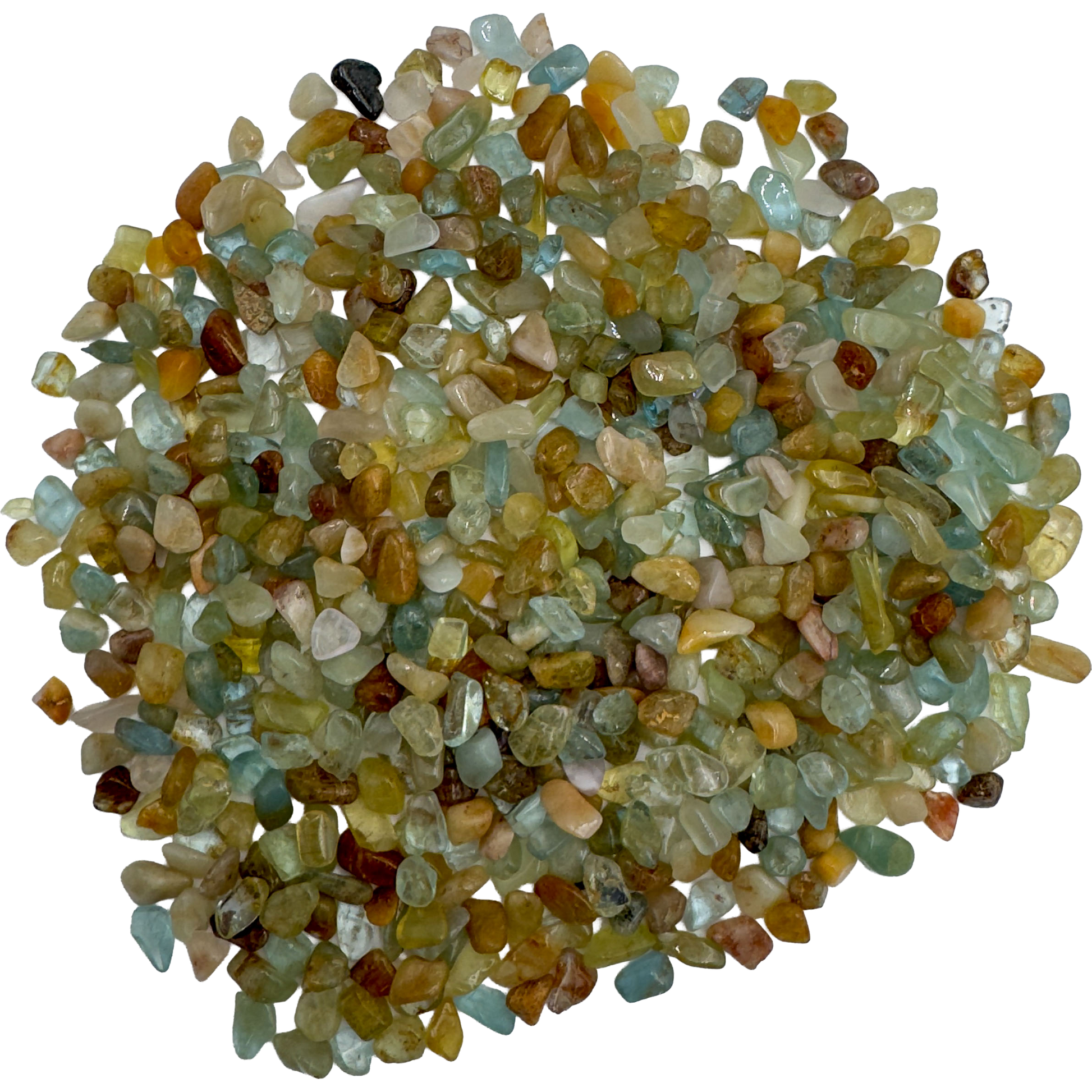 Side angle of Aquamarine polished chip, to support Courage.