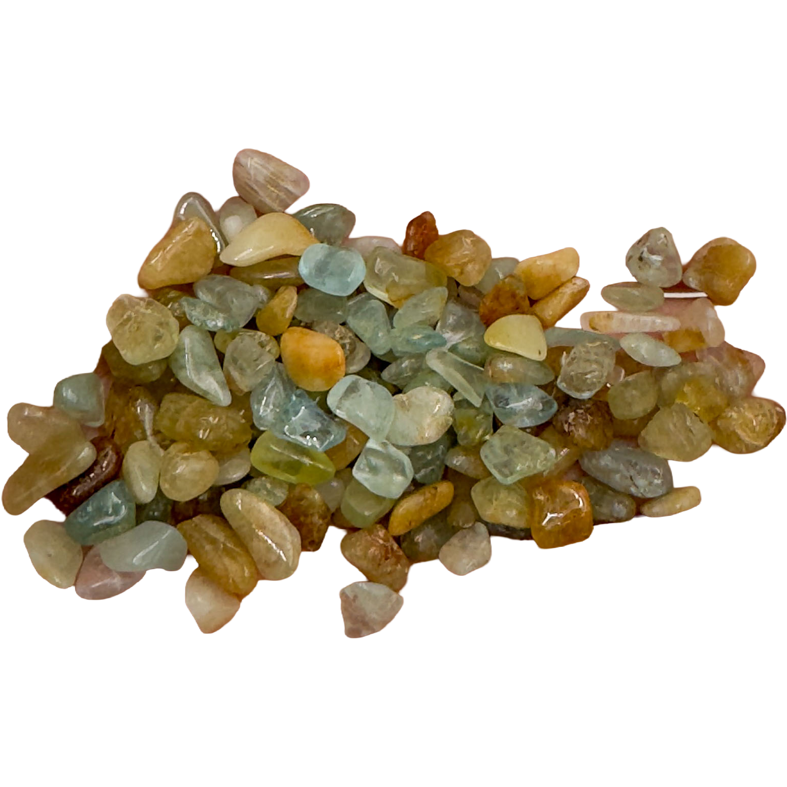 Close detail of pale blue aquamarine chip surfaces