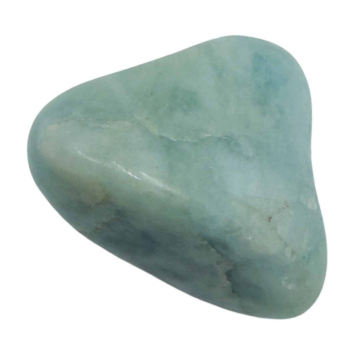 Aquamarine Tumble Stones, A Grade, Brazil: one representative stone on a white background
