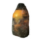 Green aventurine crystal lamp lit, detail of internal color and glow