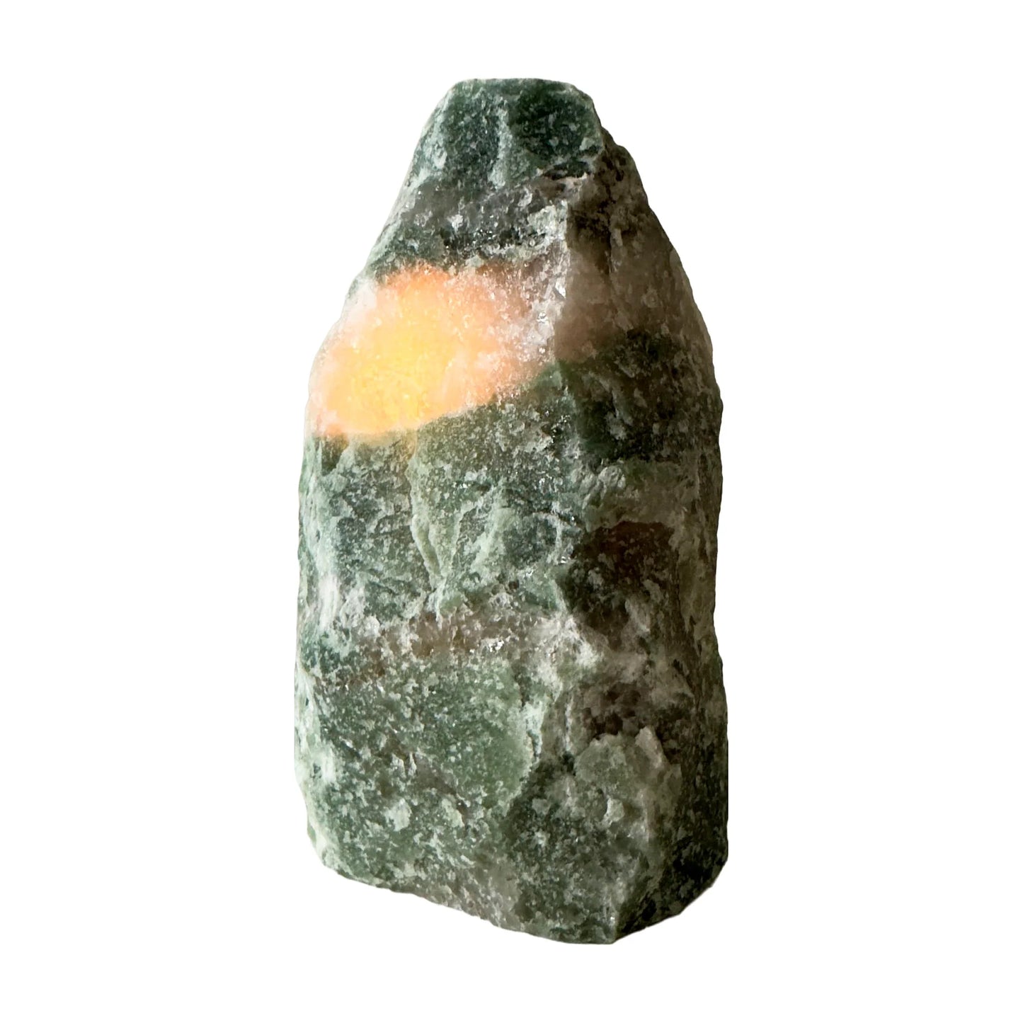 Green aventurine crystal lamp, further angle, A grade from Minas Gerais, Brazil