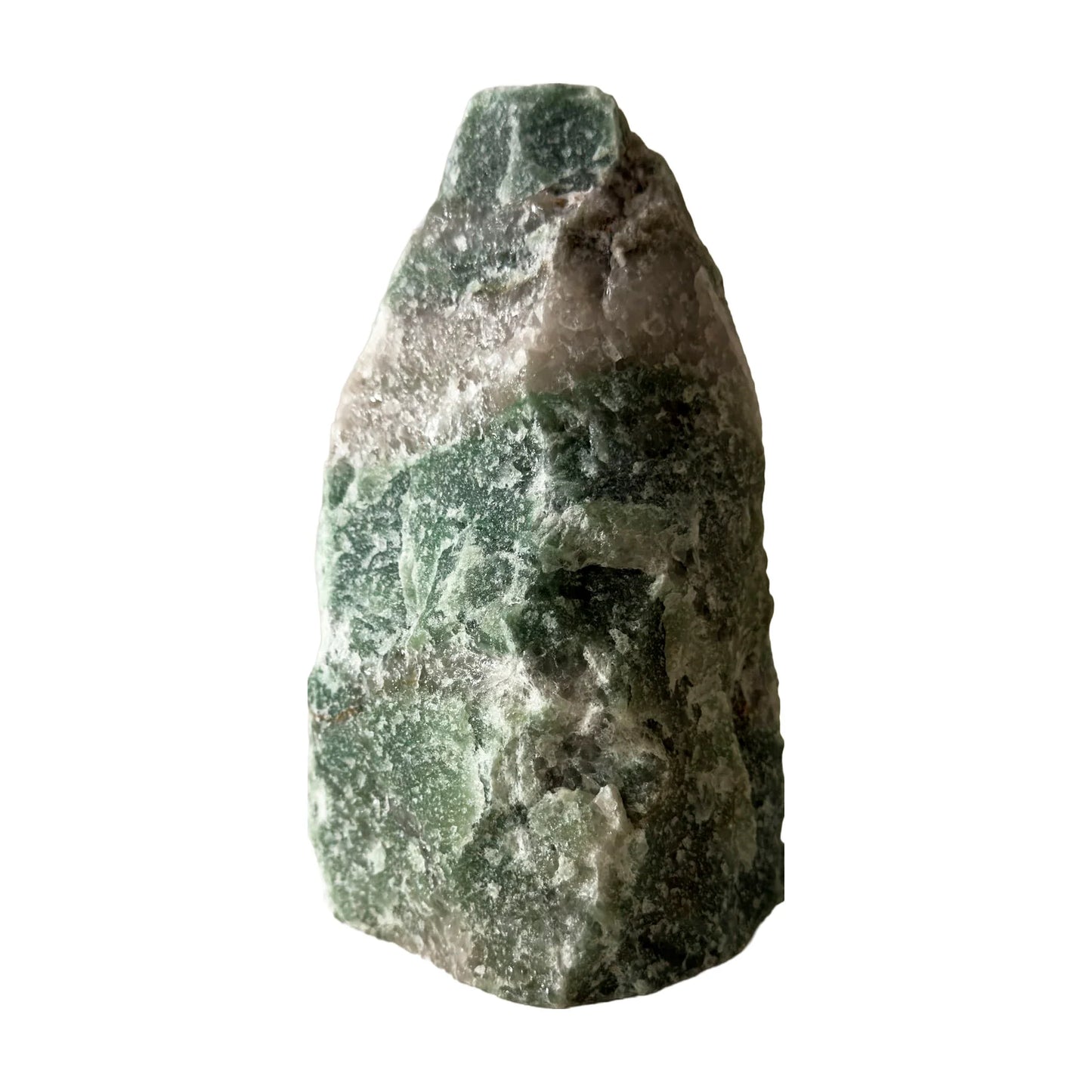 Green aventurine crystal lamp, full front view, A grade, ethically sourced from Minas Gerais, Brazil