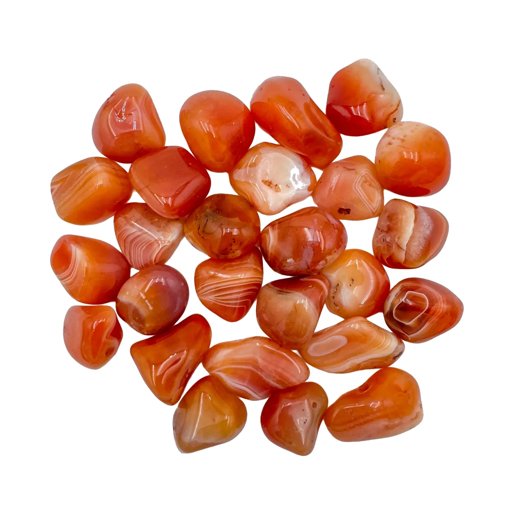 Tumbled Banded Carnelian Crystals for Confidence, Creativity & Energy — beginner-friendly orange polished, AA grade from Botswana