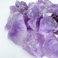 Edge view of Amethyst raw stone, showing characteristic finish, sourced from Brazil.