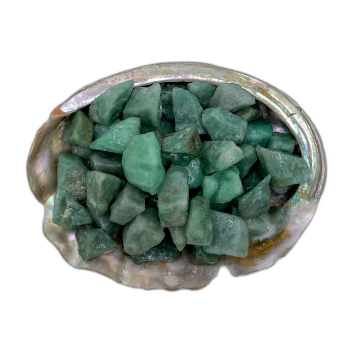 Green Aventurine raw stones 5-10 grams Minas Gerais Brazil bulk AA grade in abalone shell