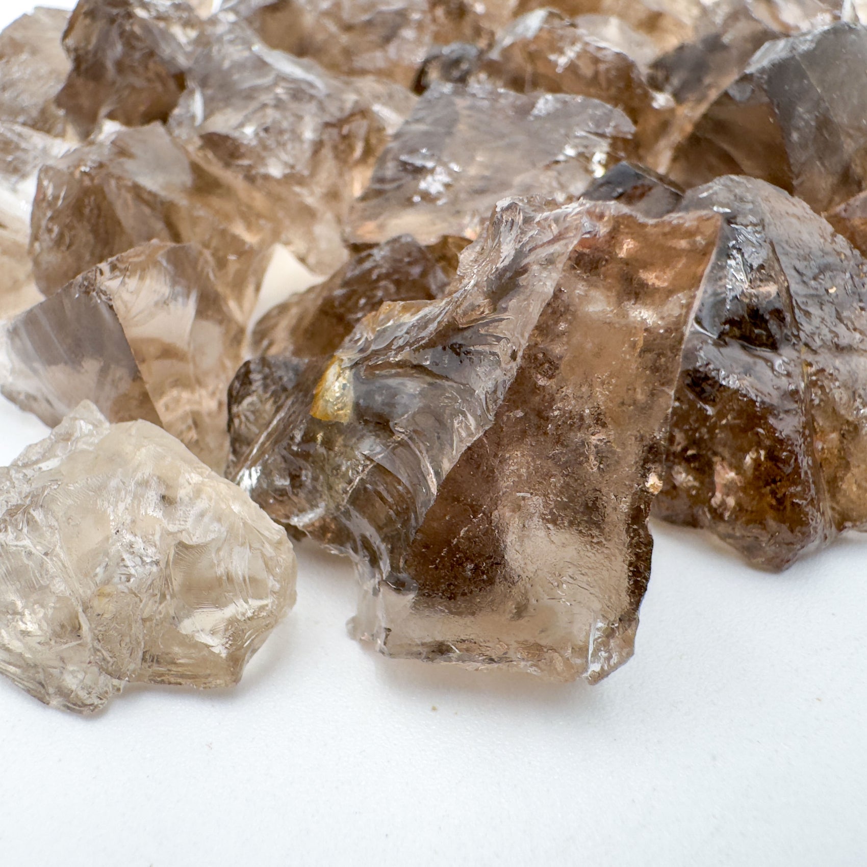 Smoky Quartz raw crystals Brazil AA grade detail