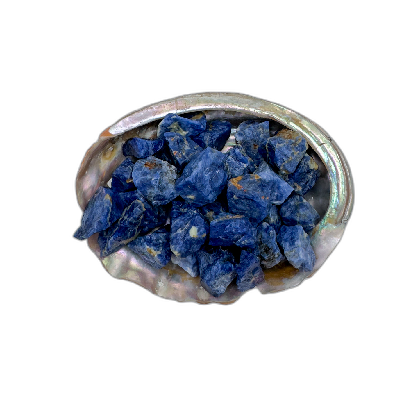 Sodalite raw stones 5-10 grams Bahia Brazil bulk A grade in abalone shell