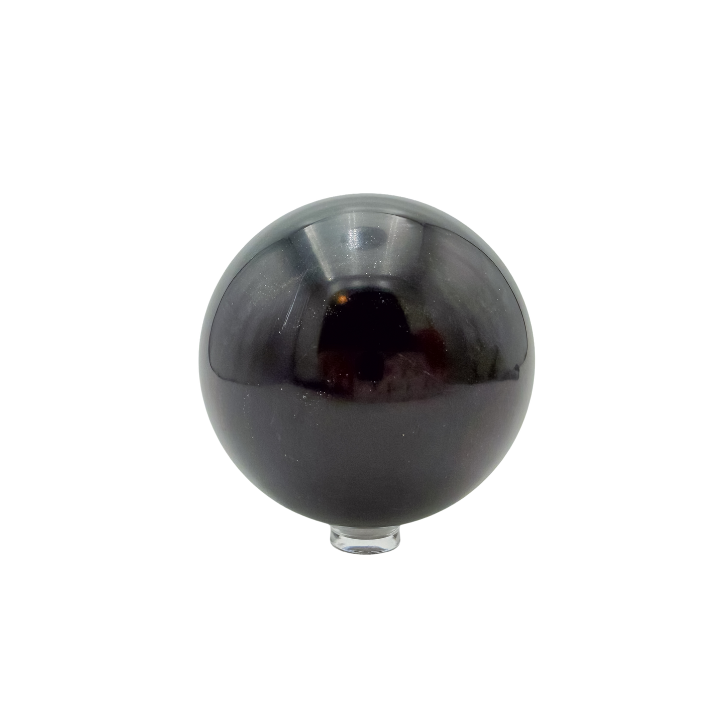Reverse side of a hand-polished black jade sphere, 2.87 inches across, cut from Peru material.