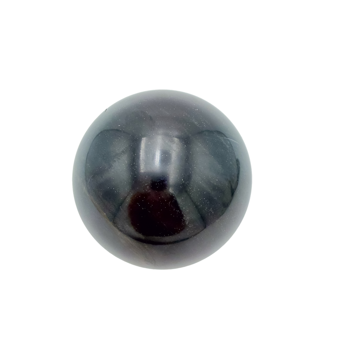 Black Jade crystal sphere from Peru, primary polished face, a 2.87 inch polished orb weighing 554 grams.